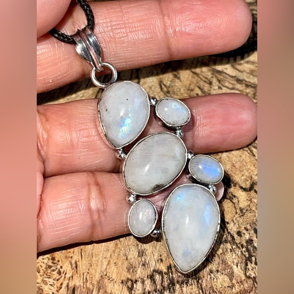 Rainbow Moonstone Crystal Pendant 2 1/2” - Picture 2 of 16